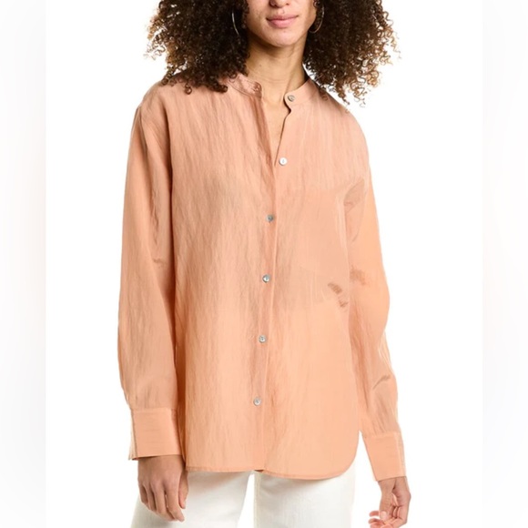 NWT Vince Relaxed Band Collar Blouse Size X-Small - Picture 2 of 9